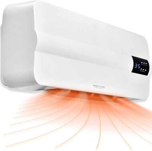 ProfiCare® Wand Heizlüfter mit Fenster-Offen-Erkennung | Heizkörper für bis zu 60qm | Elektroheizung für Wandmontage inkl. Montagematerial | Heizung mit 1,5m Kabel, Fernbedienung & Timer | PC HL 3116
