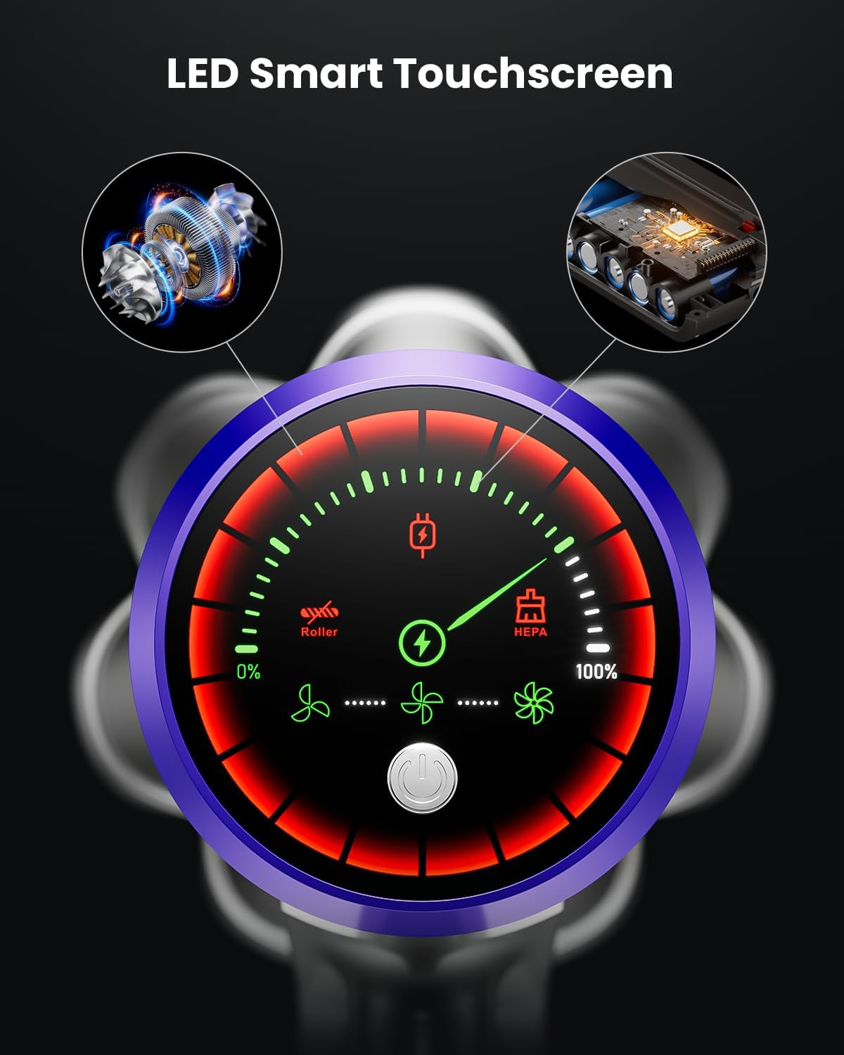 Avalsor Akku Staubsauger 48000Pa/580W/65Min, 1,8L Staubsauger Kabellos mit Staubabstreif-Funktion, Anti-Tangle-Bürste, 8-Fach-Filtration Akkustaubsauger Selbststehend für Teppiche/Tierhaare/Hartböden