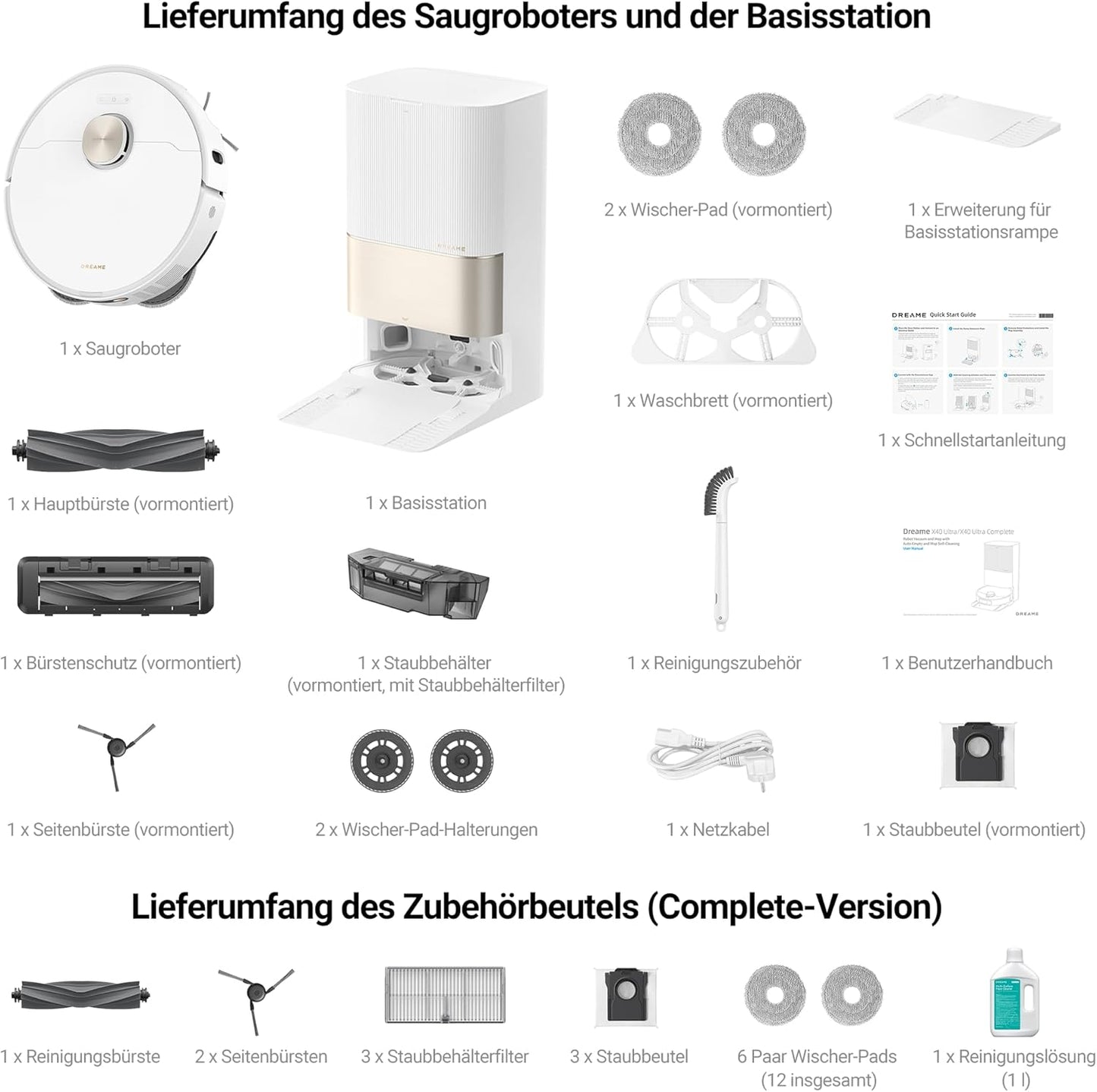 dreame X50 Ultra Complete Saugroboter mit Wischfunktion,20.000Pa Saugkraft,6 cm Hindernisfreiheit, mit Wischfunktion&Hebarem Wischmopp,KI-Hindernisvermeidung und 360° Navigation