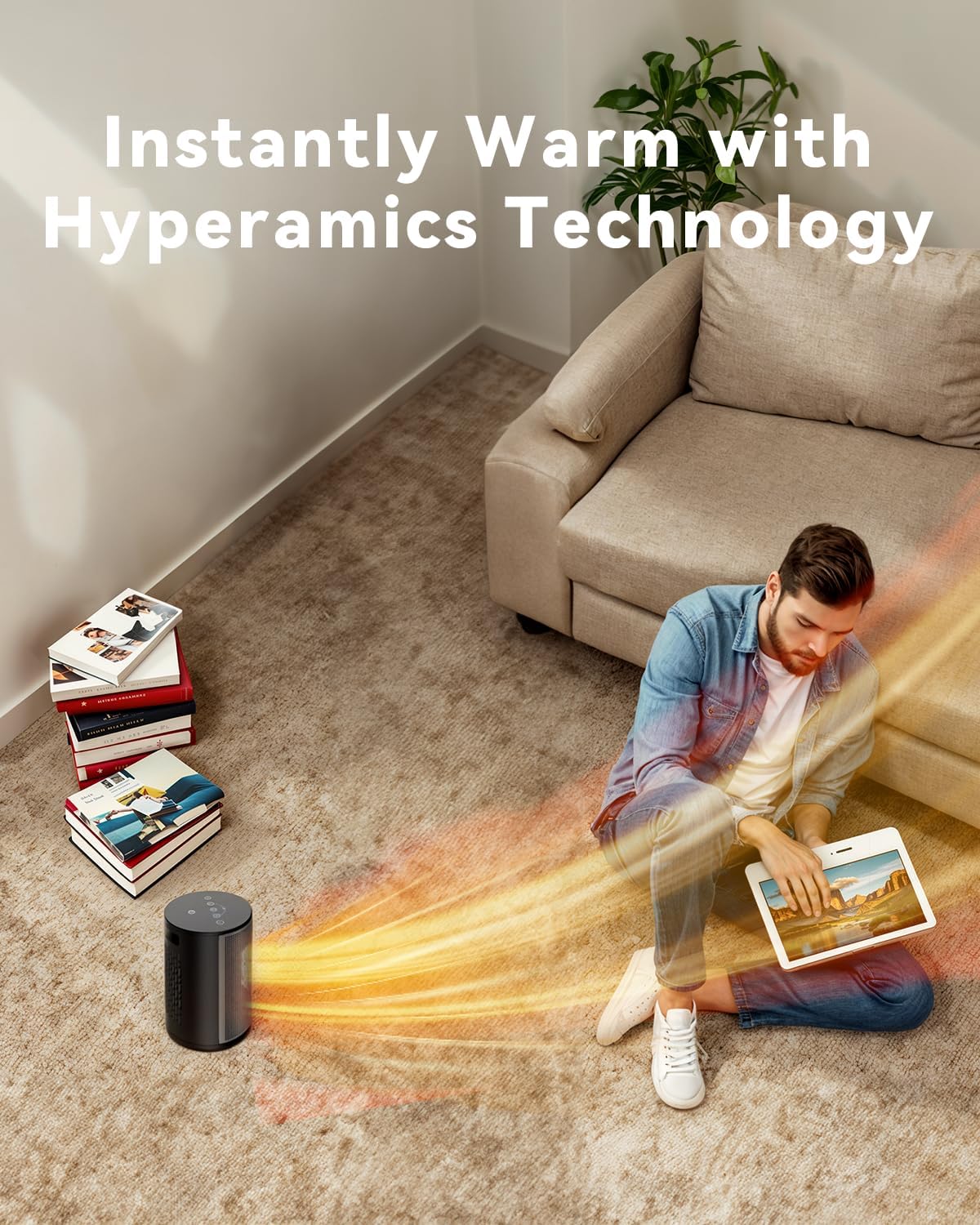 PALINTH Heizlüfter Energiesparend, 1500W Elektroheizung PTC-Keramik Heizung, 4 Modi Tragbare Heizstrahler mit Thermostat, Überhitzung & Tip Over Schutz, 8H Timer, für Indoor