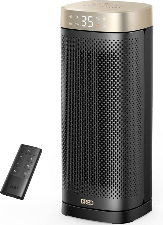 Dreo 16 Inch Electric Heater, Energy Efficient Space Heaters with Thermostat, 70° Oscillating Remote Control 3 Mode Tip-over & Overheat Protection, Silent Ceramic Fan Heater for Home