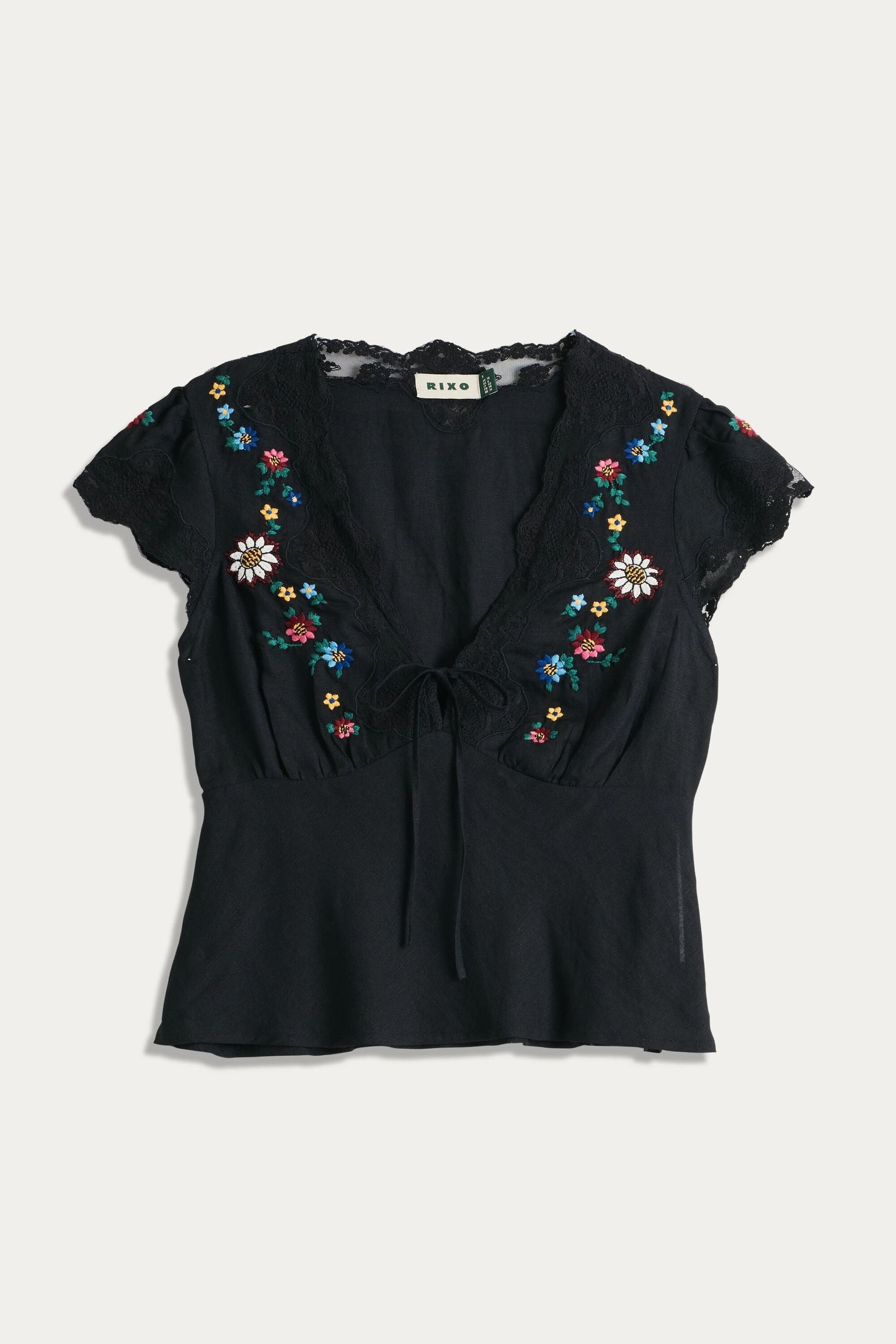 Elaine - Daisy Sun Embroidery Black