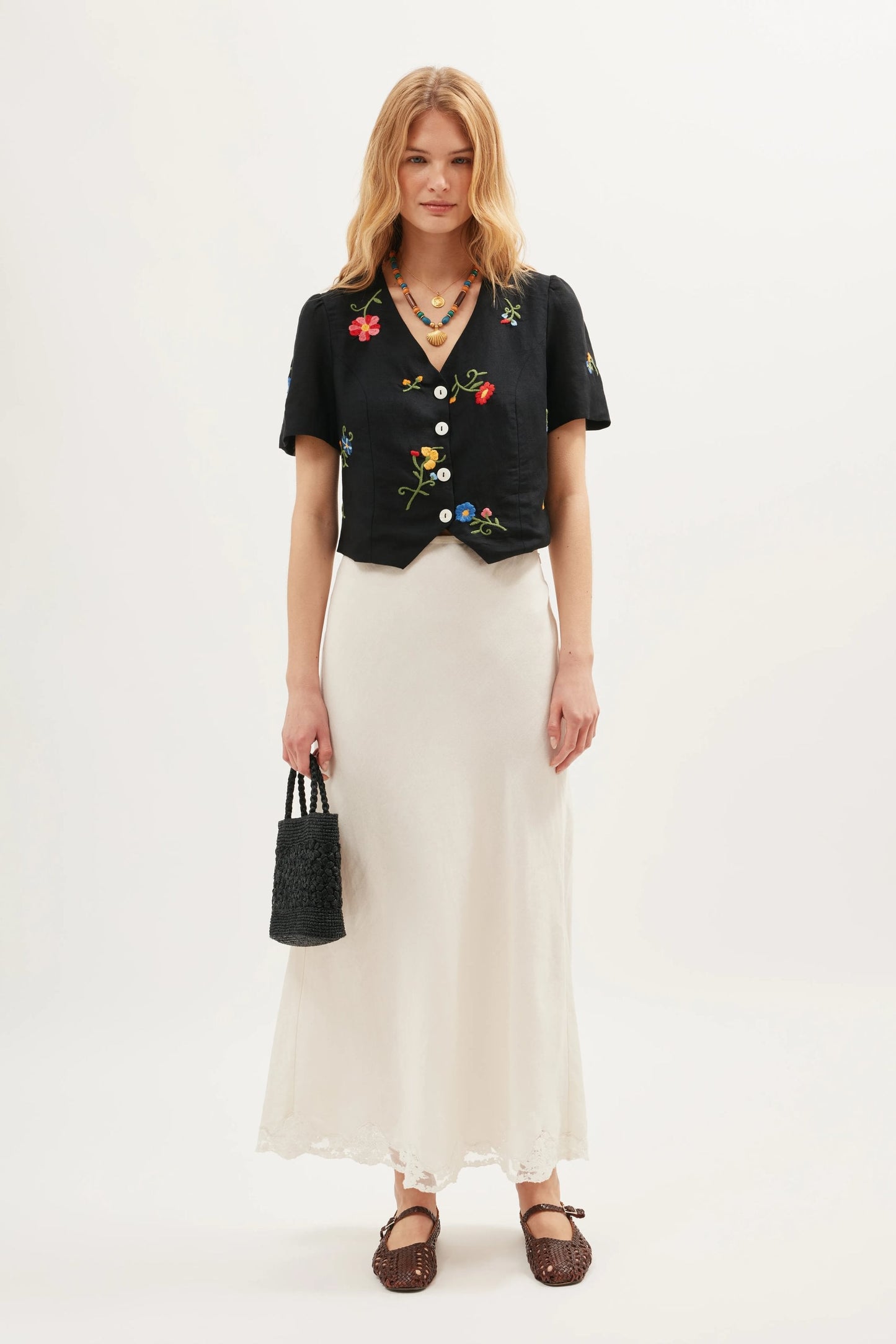 Immie  -  Spring Bud Embroidery Black