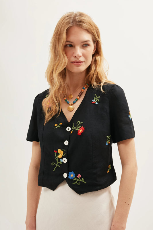 Immie  -  Spring Bud Embroidery Black