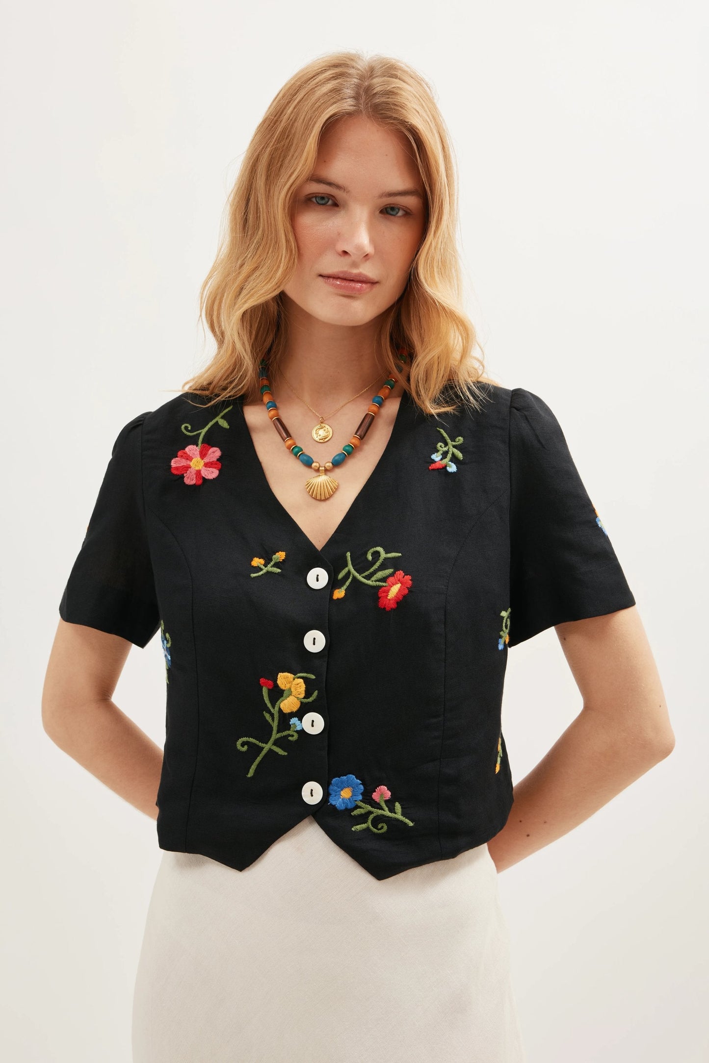 Immie  -  Spring Bud Embroidery Black