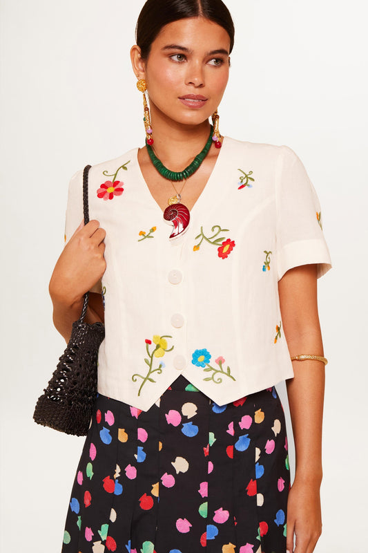 Immie - Ombre Floral Embroidery Cream