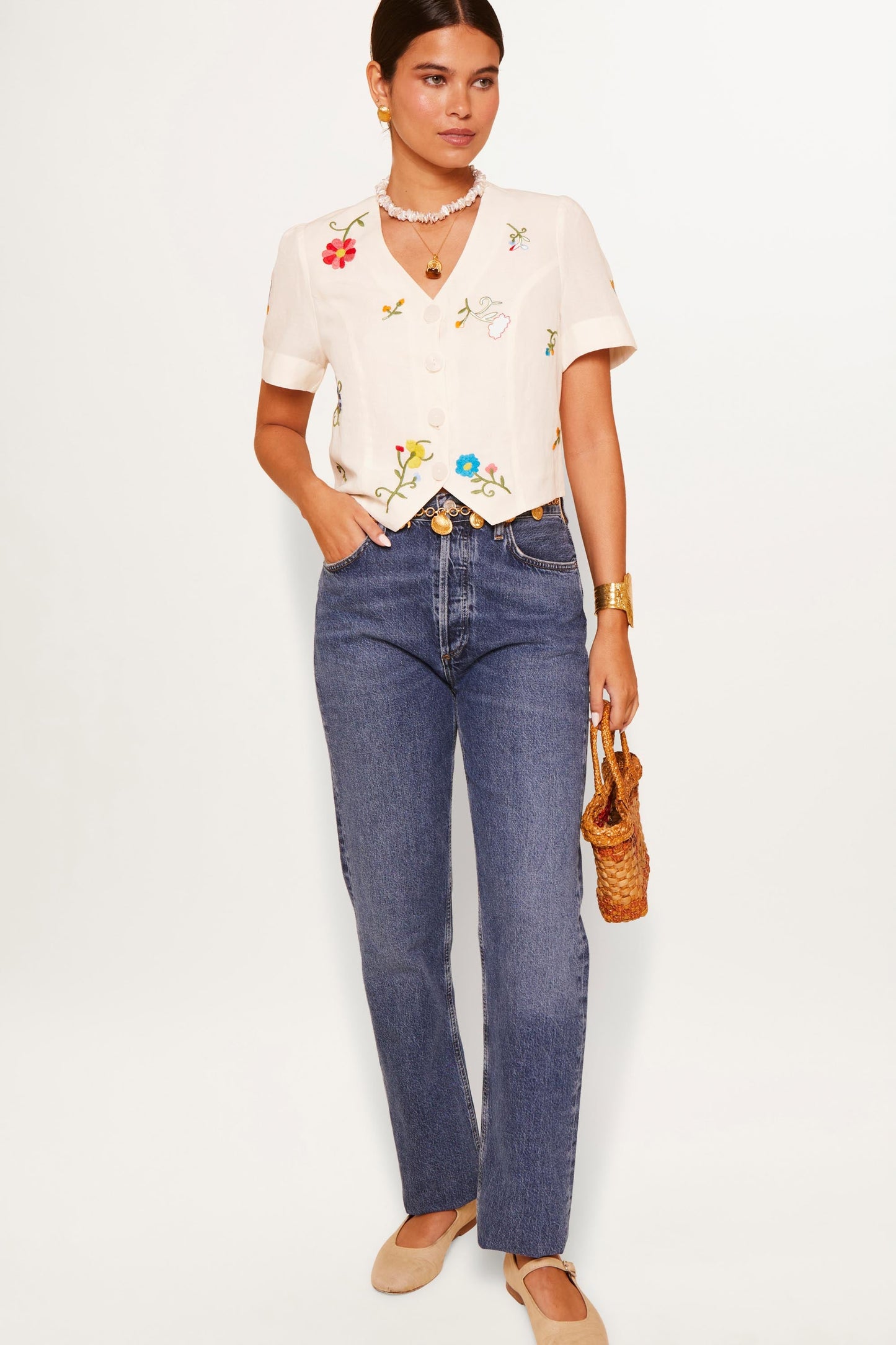 Immie - Ombre Floral Embroidery Cream