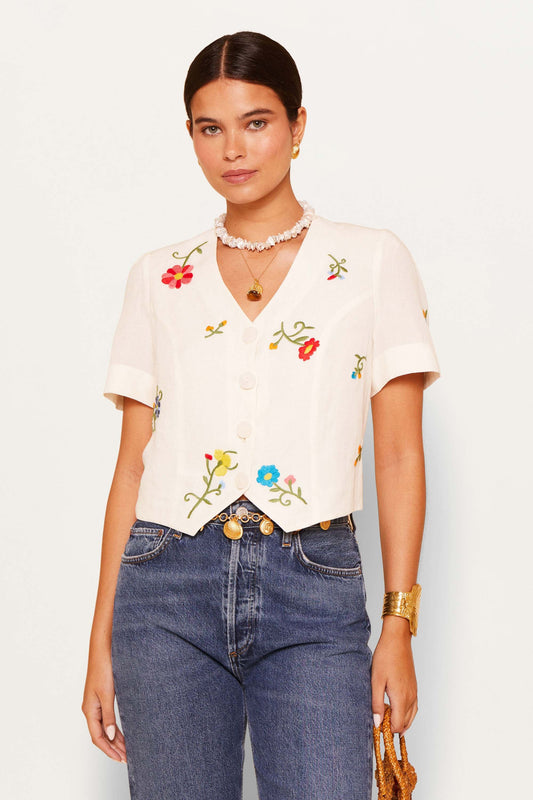 Immie - Ombre Floral Embroidery Cream