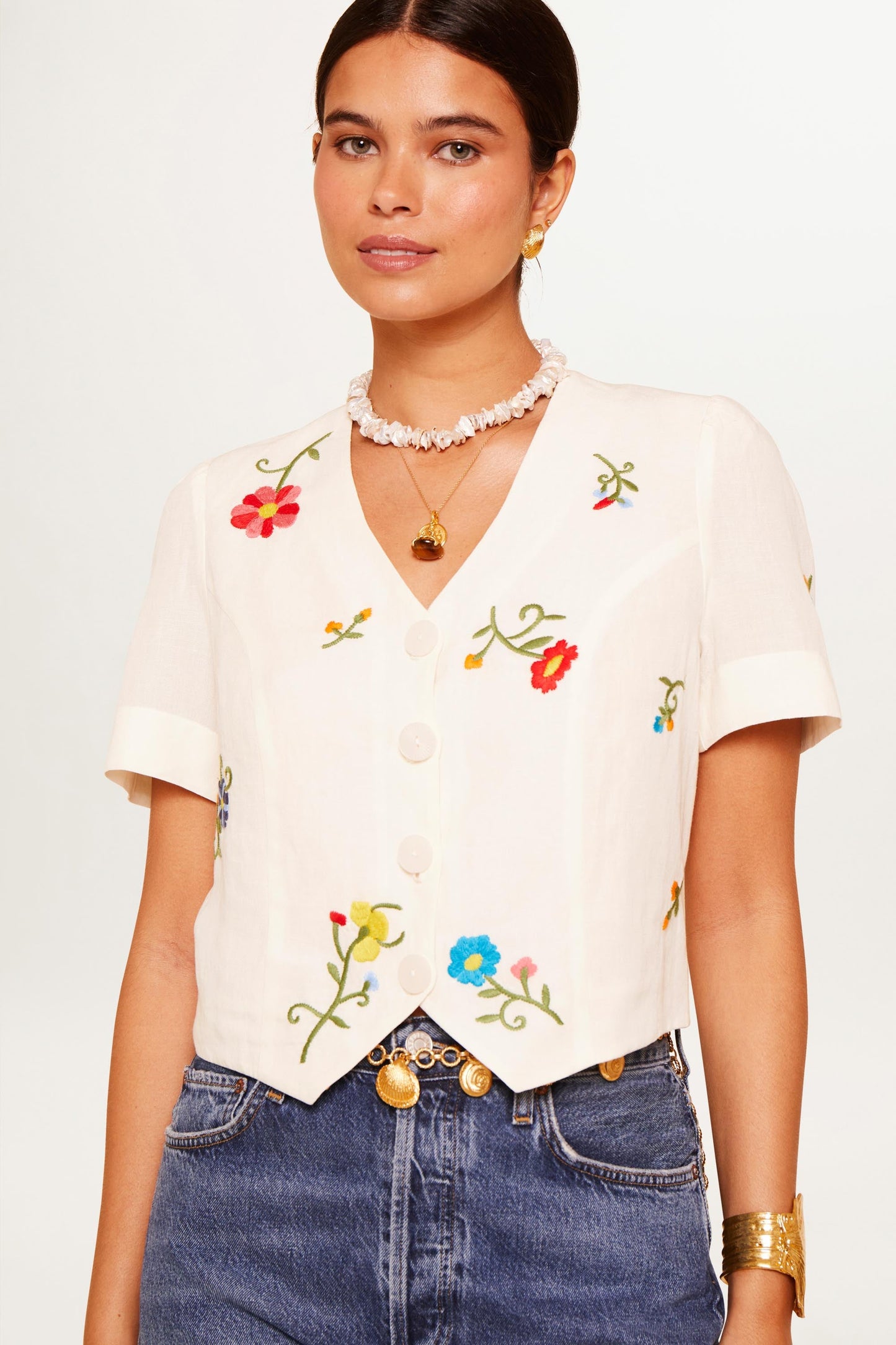Immie - Ombre Floral Embroidery Cream