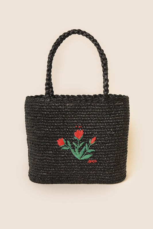 Nilani - Rose Floral Embroidery Black