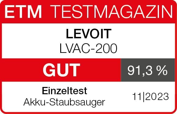 Levoit - Akku Staubsauger - Laufzeit für 75㎡ - Staubsauger Kabellos - 4-in-1 Vacuum Cleaner - 99,9 Prozent Filterleistung - Anti Tangle -Für Tierhaare/Teppiche/Hartböden/Auto - LVAC-200