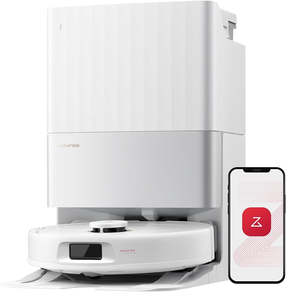 roborock Qrevo Serie Saugroboter mit Wischfunktion, 8000Pa Saugkraft(verbessert von Qrevo S), Anti-Verfilzungs-Seitenbürste, Hindernisvermeidung, LiDAR-Navigation, All-in-One Dock, Weiß(QV 35A Set)