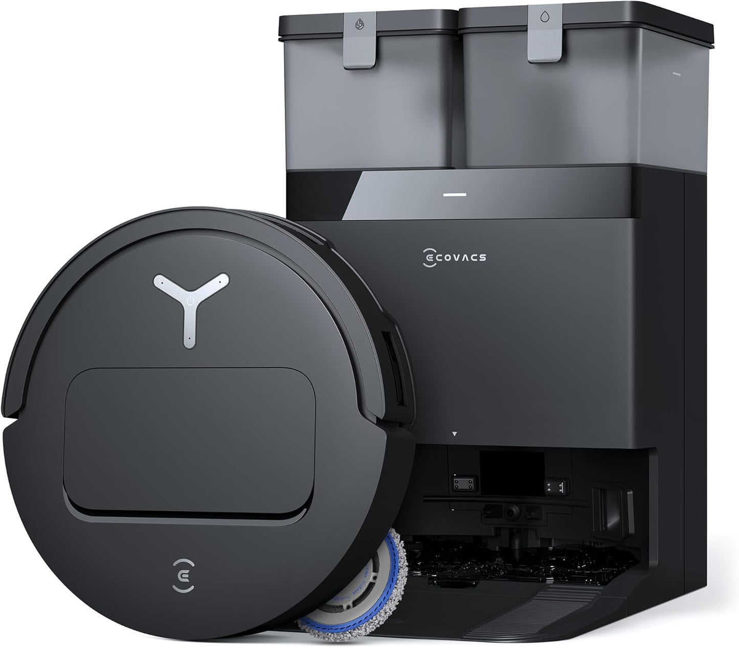 ECOVACS DEEBOT T50 Omni Saugroboter mit Wischfunktion,15.000 Pa, T30 Omni-Upgrade, Ausziehbare Seitenbürste und Mopp, ZeroTangle 2.0, Moppwäsche mit 75°C heißem Wasser, All-in-One Station