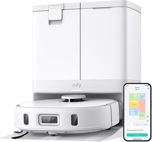 eufy Saugroboter Omni C20 mit All-in-One-Station,Auto-Entleerung, Auto-Wasch- und Trocknungsfunktion, 7.000Pa, 8,5cm Design, Staubsauger Roboter mit Wischfunktion,Kindersicherung