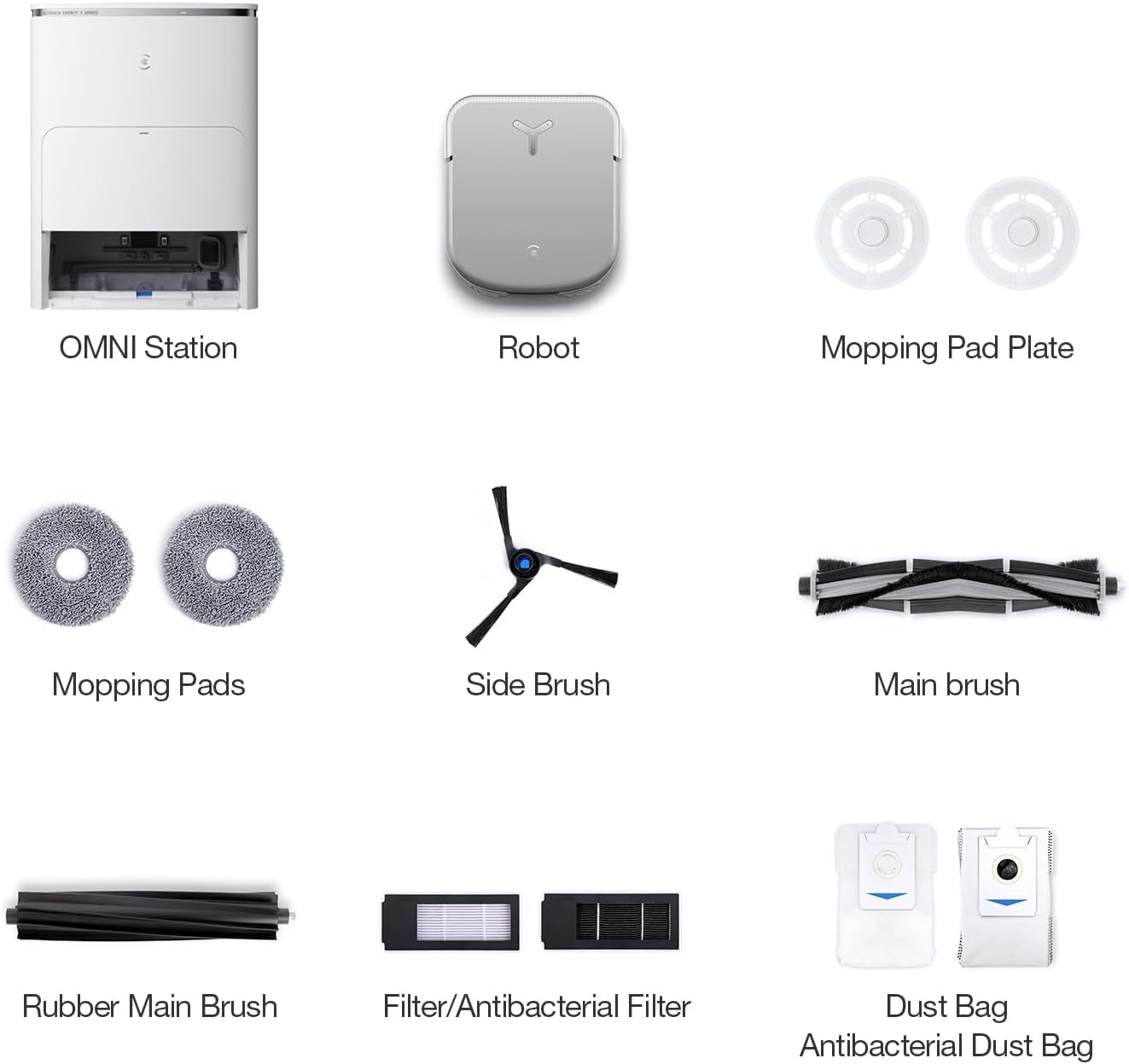 ECOVACS DEEBOT X8 PRO Omni Saugroboter mit Wischfunktion, OZMO Roller mit kontinuierliches Wischen & Selbstreinigung, 18.000 Pa, 12-in-1 Station, 40–75 °C Heißwasser-Moppreinigung, YIKO-GPT