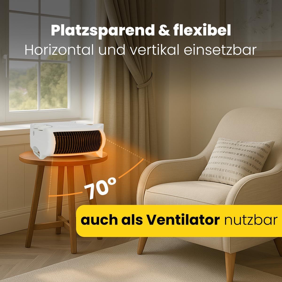 Clatronic® mobiler & kompakter Heizlüfter | Heizlüfter 2000W & 1000W | Heizkörper mit Ventilatorfunktion | Heizlüfter klein mit Kontrollleuchte & Überhitzungsschutz | HL 3761