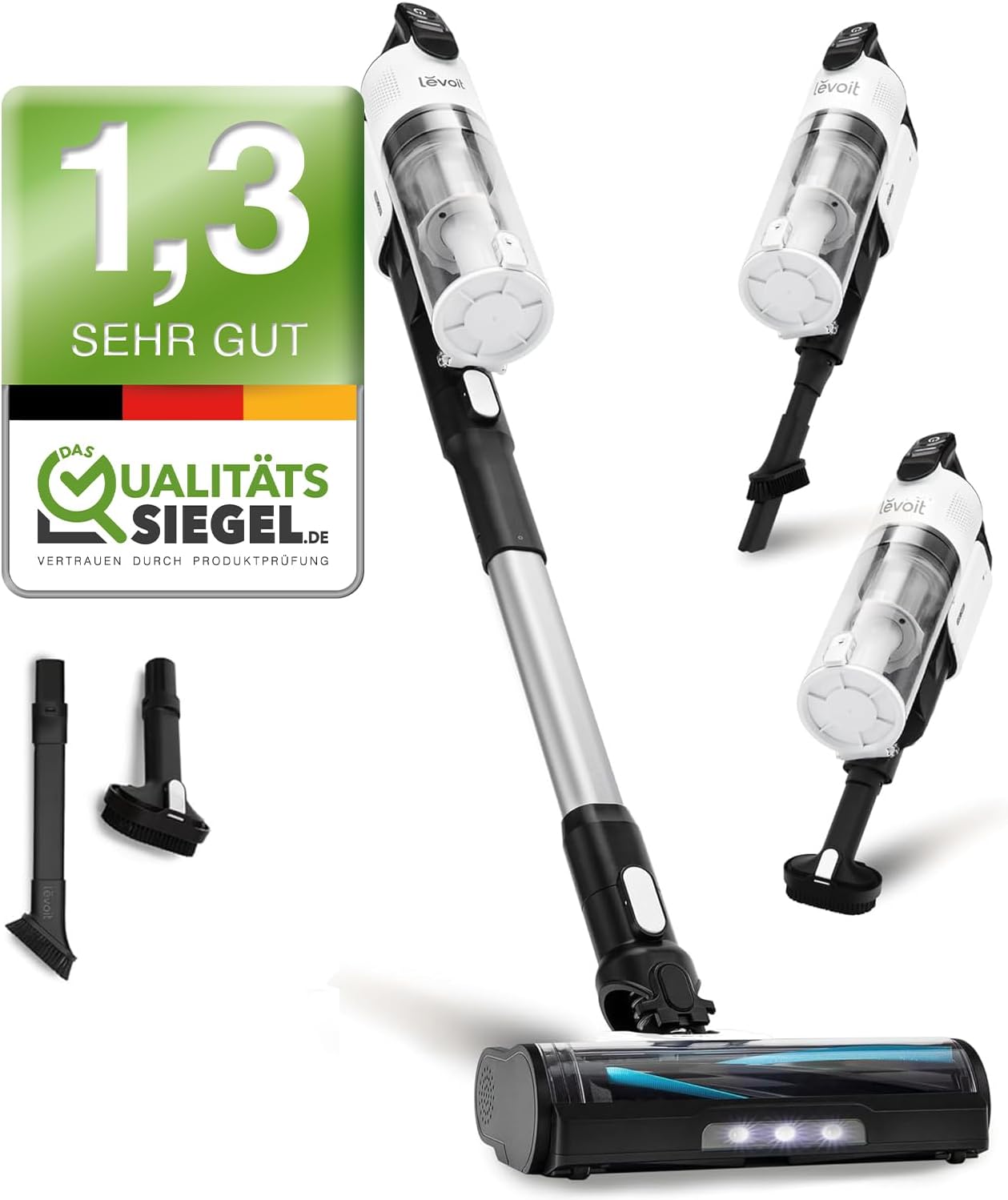 Levoit - Akku Staubsauger - Laufzeit für 75㎡ - Staubsauger Kabellos - 4-in-1 Vacuum Cleaner - 99,9 Prozent Filterleistung - Anti Tangle -Für Tierhaare/Teppiche/Hartböden/Auto - LVAC-200