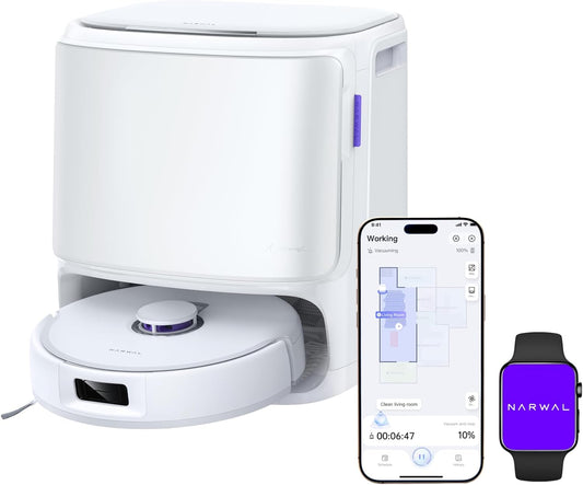 NARWAL Freo X Ultra Saugroboter mit Wischfunktion, Wischroboter Selbstreinigend mit 8.200 Pa Saugkraft, All-in-One-Station, Verwicklungsfrei, DirtSense, 3D-Strukturlicht, Staubaufbewahrung