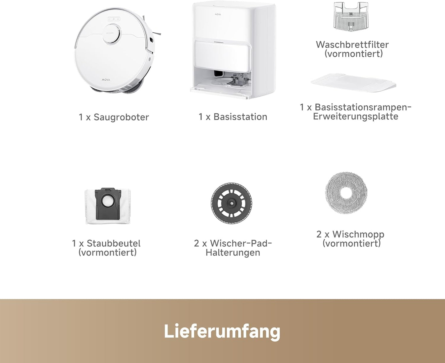 Mova P50 Pro Ultra Staubsaugerroboter mit Mopp, 19.000 Pa, 75℃ Selbstreinigender Heißwasser-Mopp mit Auszug Seitenbürste, LDS-Navigation,+RGB AI+LED-Hindernisvermeidung, Auto-Entleerung/Nachfüllen