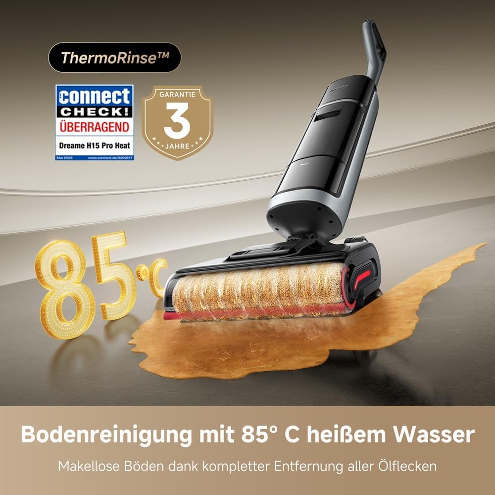 dreame H15 Mix 7-in-1 Nass- und Trockensauger, KI-Roboterarm, Kantenreinigung, 23.000 Pa Saugkraft, intelligente Dosierung, verhedderungsfrei, 100 °C Bürstenrein, 5 Min. 90 °C Trocknung, flach