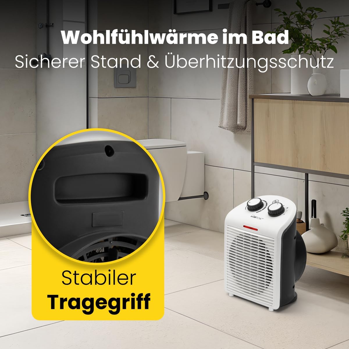 Clatronic® mobiler & kompakter Heizlüfter | Heizlüfter 2000W & 1000W | Heizkörper mit Ventilatorfunktion | Heizlüfter klein mit Kontrollleuchte & Überhitzungsschutz | HL 3761