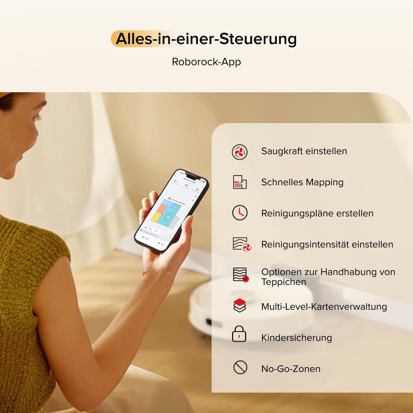 roborock Q7 M5 Saugroboter mit Wischfunktion, 10.000Pa Starker Saugkraft, Dual Anti-Tangle-System, 150Min Laufzeit, LiDAR Navigation, Staubsauger Roboter für Teppich, Tierhaare, APP Steuerung(Schwarz)
