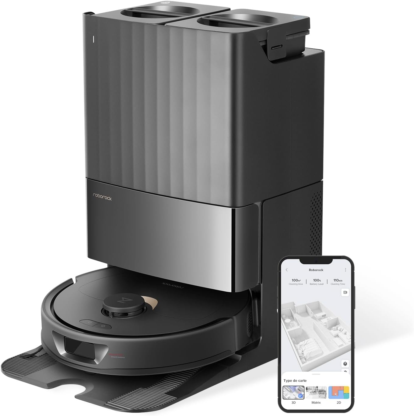 roborock Qrevo Serie Saugroboter mit Wischfunktion, 8000Pa Saugkraft(verbessert von Qrevo S), Anti-Verfilzungs-Seitenbürste, Hindernisvermeidung, LiDAR-Navigation, All-in-One Dock, Weiß(QV 35A Set)