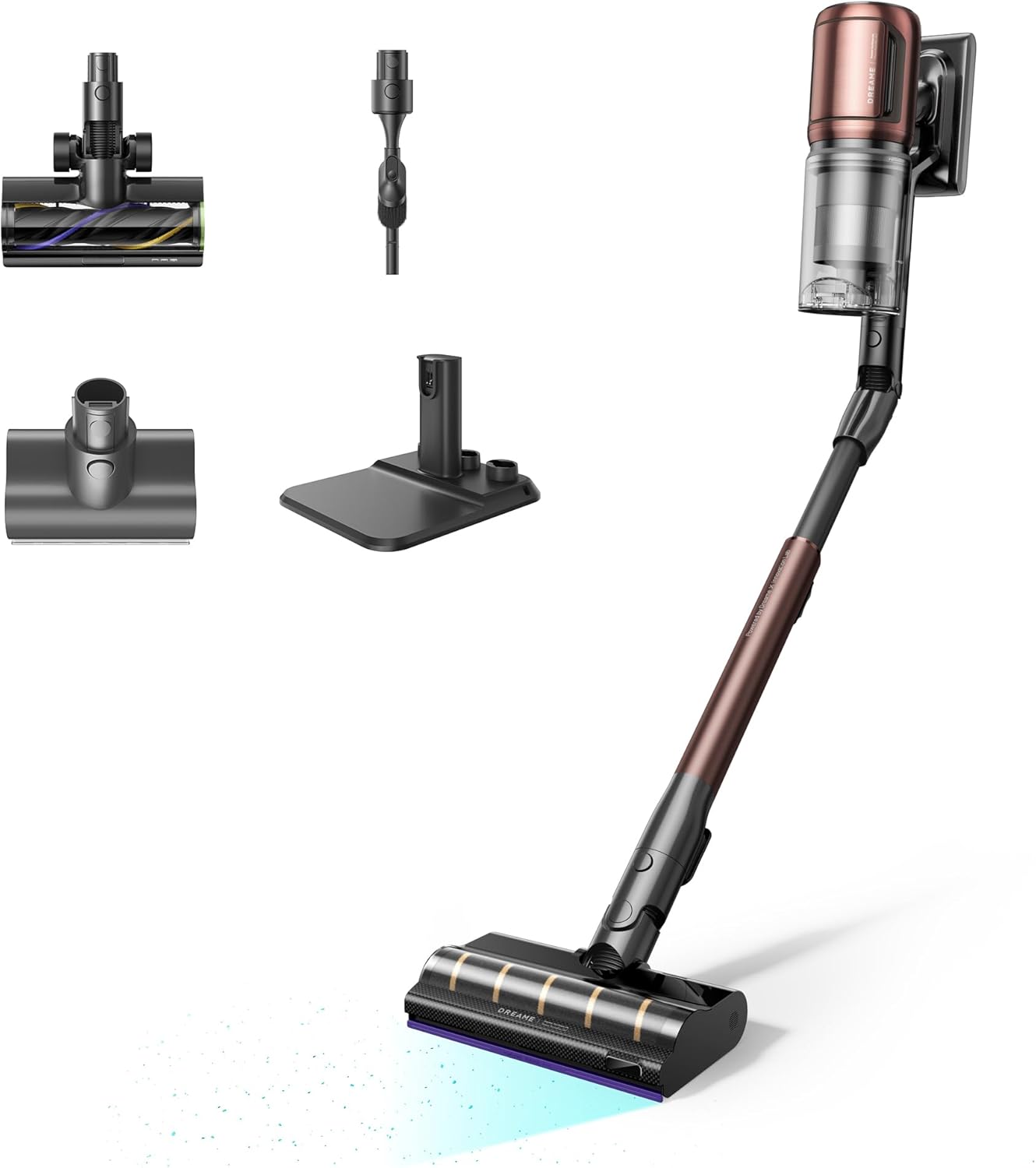 dreame V20 Pro-A Kabelloser Staubsauger, Kantenreinigung 0 mm, ohne Verheddern, für Hartböden und Teppiche, 210 AW Saugkraft, 90 Min. maximale Laufzeit, Filterung 99,99%, entfernt Tierhaare