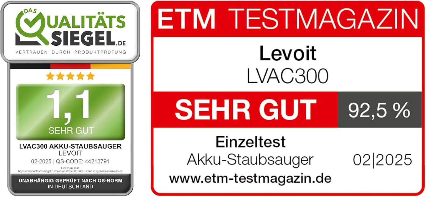Levoit - Akku Staubsauger - Laufzeit für 75㎡ - Staubsauger Kabellos - 4-in-1 Vacuum Cleaner - 99,9 Prozent Filterleistung - Anti Tangle -Für Tierhaare/Teppiche/Hartböden/Auto - LVAC-200