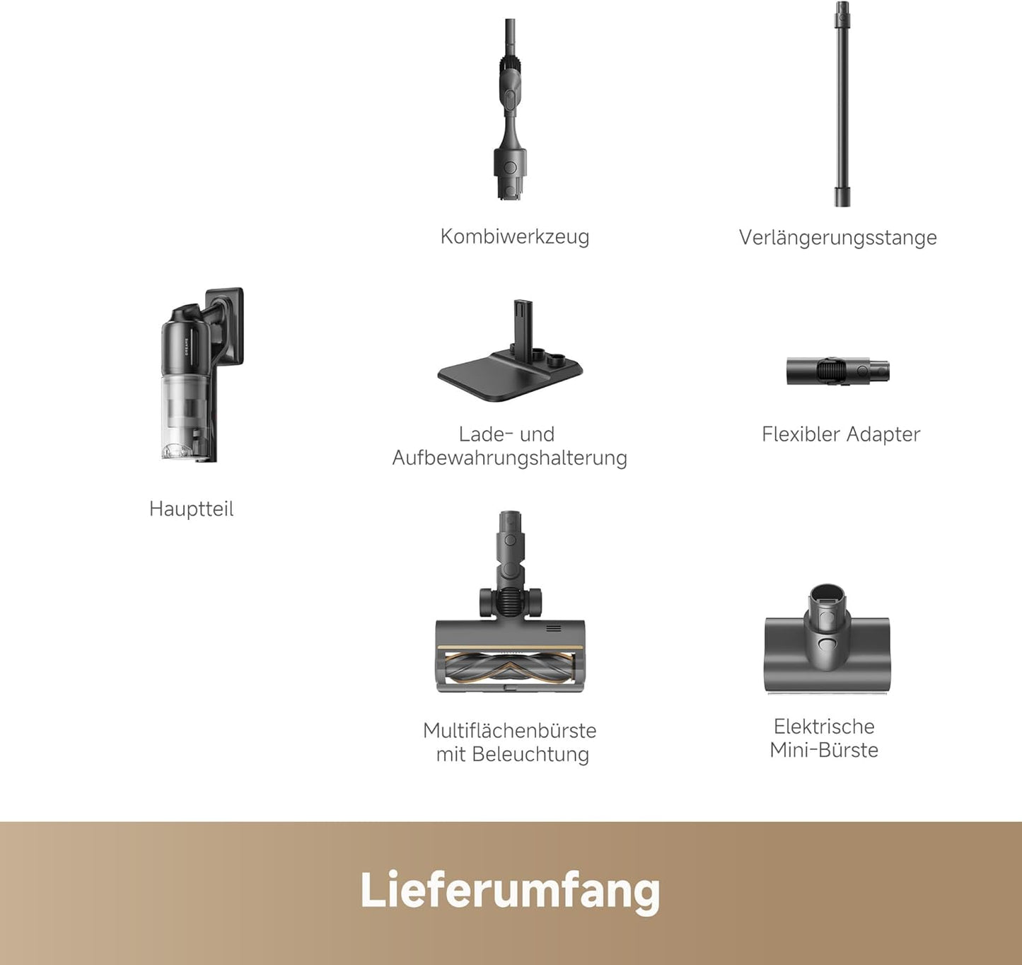dreame Z30 Kabelloser Bodenstaubsauger, 310 AW Saugkraft, 90 min Max Reinigungszeit, Dust-Reveal-Technologie, Tierhaar-Entfernungswerkzeug, Multi-Flächen-Saugkraft, Schmutzerkennung