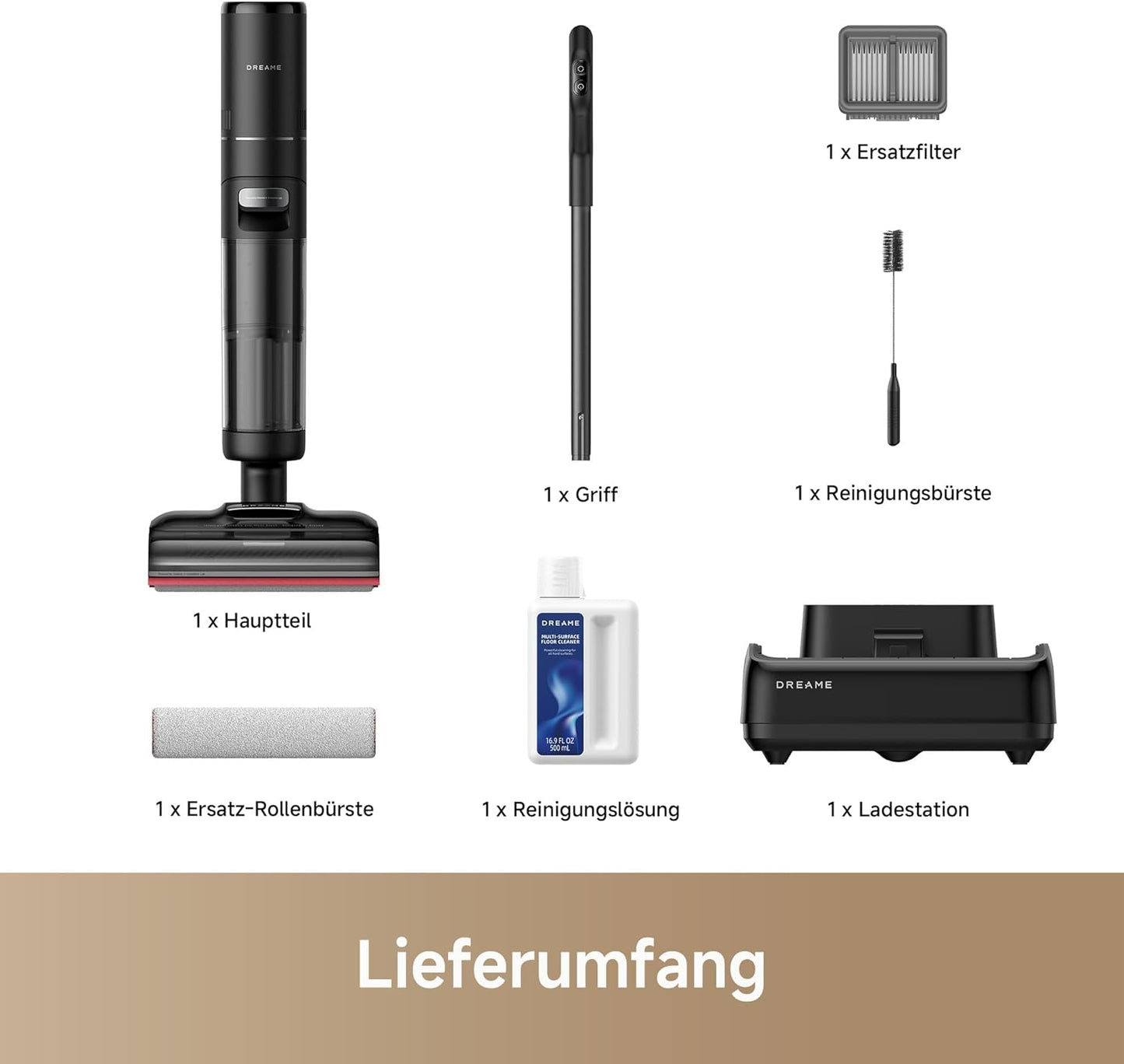 dreame H15 Mix 7-in-1 Nass- und Trockensauger, KI-Roboterarm, Kantenreinigung, 23.000 Pa Saugkraft, intelligente Dosierung, verhedderungsfrei, 100 °C Bürstenrein, 5 Min. 90 °C Trocknung, flach
