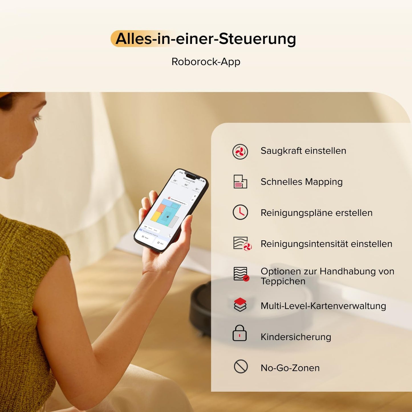 roborock Q7 M5 Saugroboter mit Wischfunktion, 10.000Pa Starker Saugkraft, Dual Anti-Tangle-System, 150Min Laufzeit, LiDAR Navigation, Staubsauger Roboter für Teppich, Tierhaare, APP Steuerung(Schwarz)