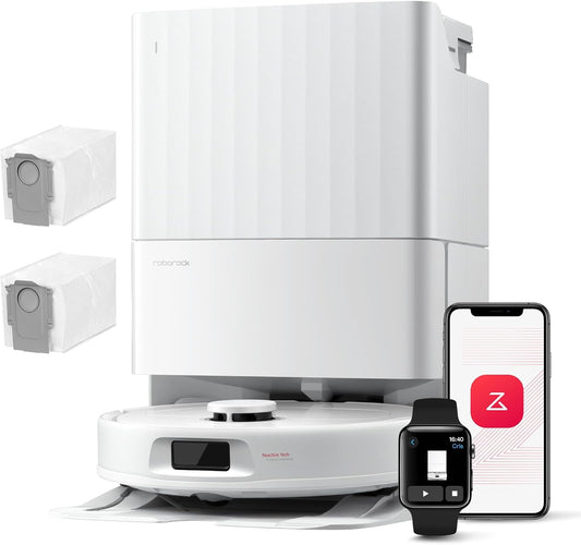 roborock Qrevo Serie Saugroboter mit Wischfunktion, 8000Pa Saugkraft(verbessert von Qrevo S), Anti-Verfilzungs-Seitenbürste, Hindernisvermeidung, LiDAR-Navigation, All-in-One Dock, Weiß(QV 35A Set)