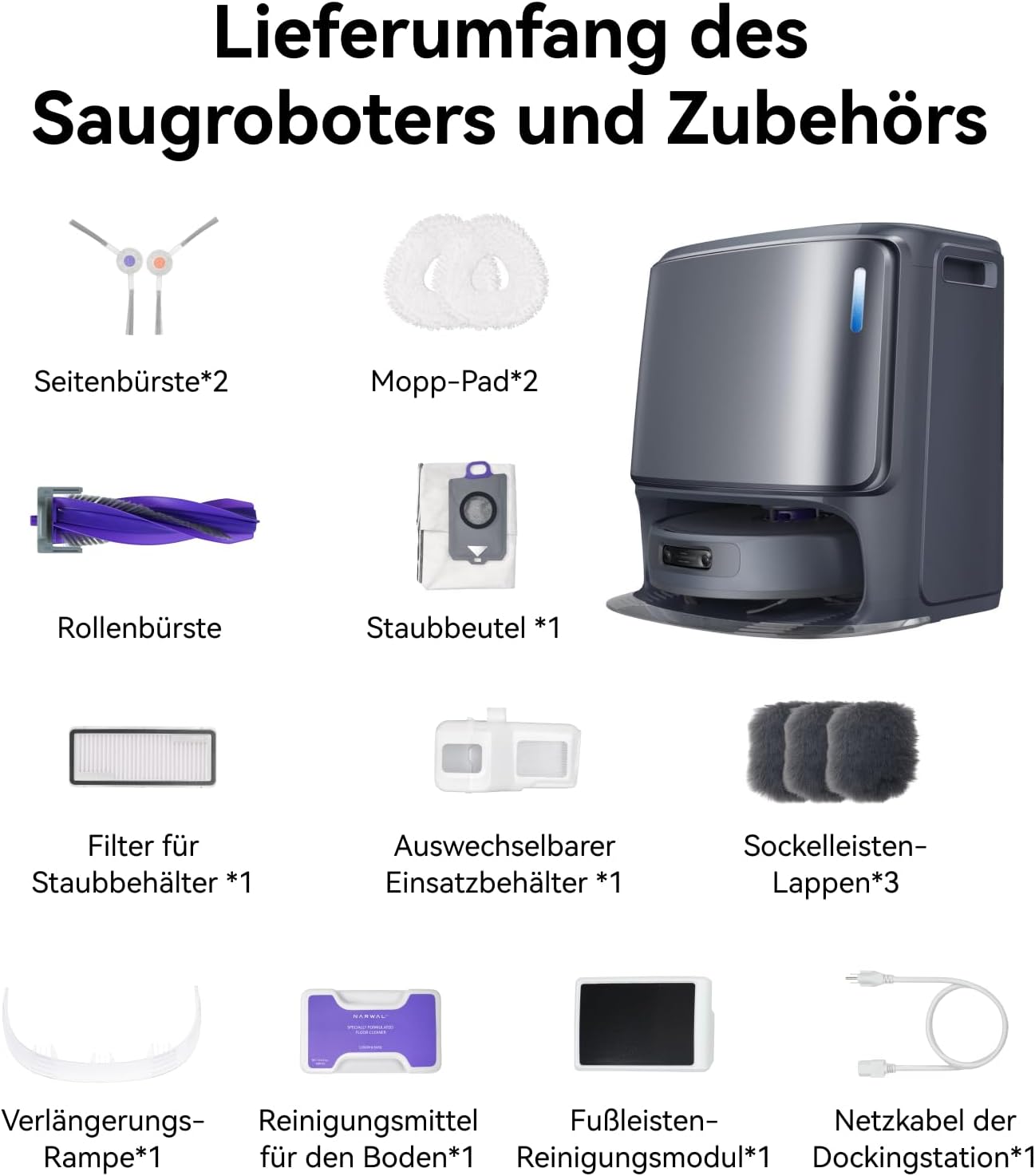 NARWAL Freo Z10 Ultra Saugroboter mit Wischfunktion, 18.000 Pa Saugleistung, dynamische Moppausdehnung, Tangle-Free System, intelligente Nass-Trocken-Reinigung, All-in-One-Basisstation