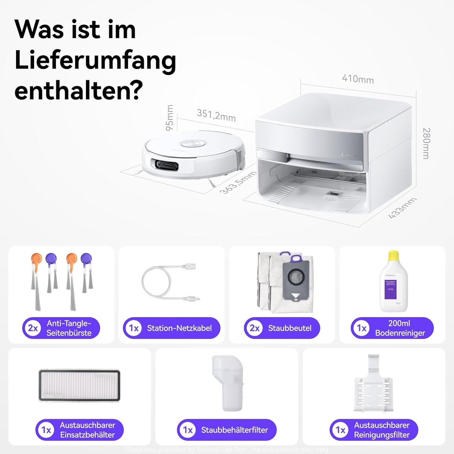 NARWAL Flow Saugroboter mit Wischfunktion, FlowWash-Moppsystem mit Echtzeit-Selbstreinigung, 22.000 Pa Wischroboter, Tierhaare DualFlow Tangle-Frei, 45-80°C Spülen und Heißlufttrocknung, Absaugstation