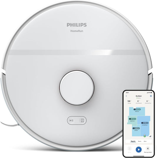 Philips Homerun Serie 2000: 2-in-1 Saug- und Wischroboter, 130 Minuten Laufzeit, Lasernavigation, Teppichboost, Absaugstation, App-gesteuert, Arktikweiß (XU2100/20)