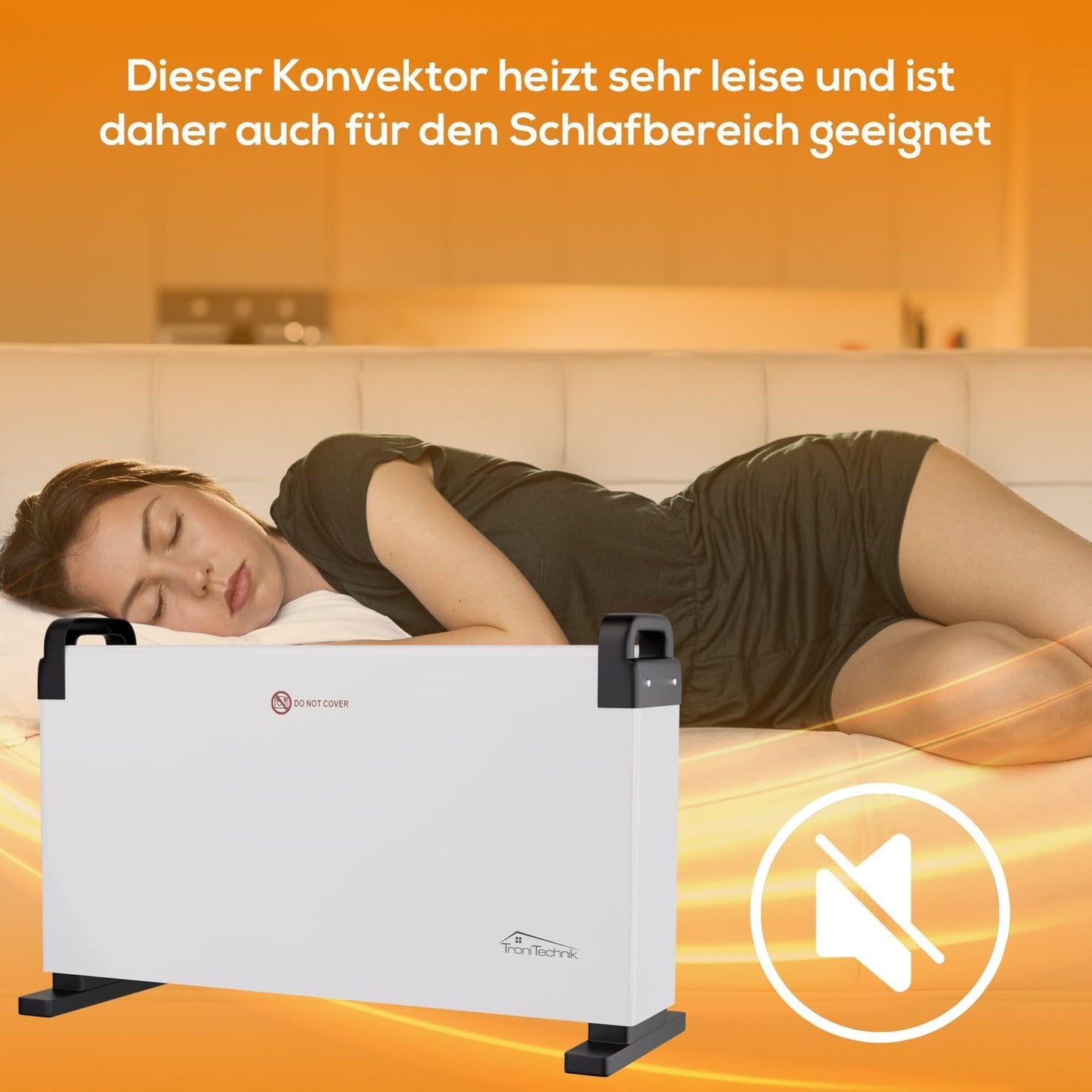 Tronitechnik® Elektroheizer Konvektor Heizgerät Heizkörper mit 3 Leistungsstufen 750/1250/2000 Watt, mobil mit Tragegriff, Timer und Thermostatsteuerung, Überhitzungsschutz, freistehend, weiß