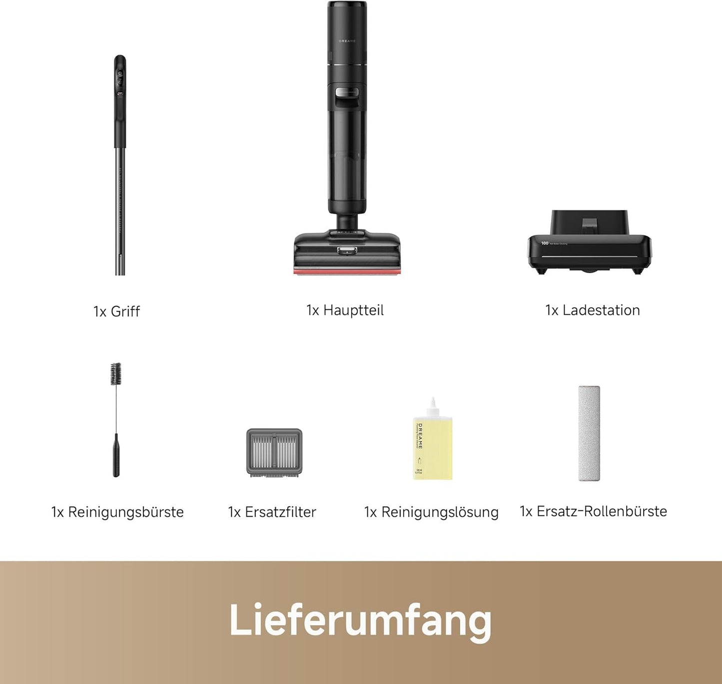 dreame H15 Mix 7-in-1 Nass- und Trockensauger, KI-Roboterarm, Kantenreinigung, 23.000 Pa Saugkraft, intelligente Dosierung, verhedderungsfrei, 100 °C Bürstenrein, 5 Min. 90 °C Trocknung, flach