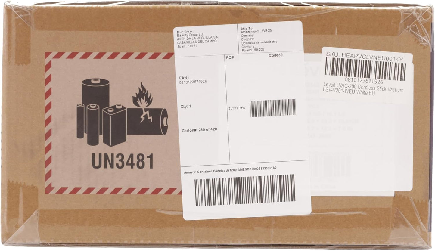 Levoit - Akku Staubsauger - Laufzeit für 75㎡ - Staubsauger Kabellos - 4-in-1 Vacuum Cleaner - 99,9 Prozent Filterleistung - Anti Tangle -Für Tierhaare/Teppiche/Hartböden/Auto - LVAC-200