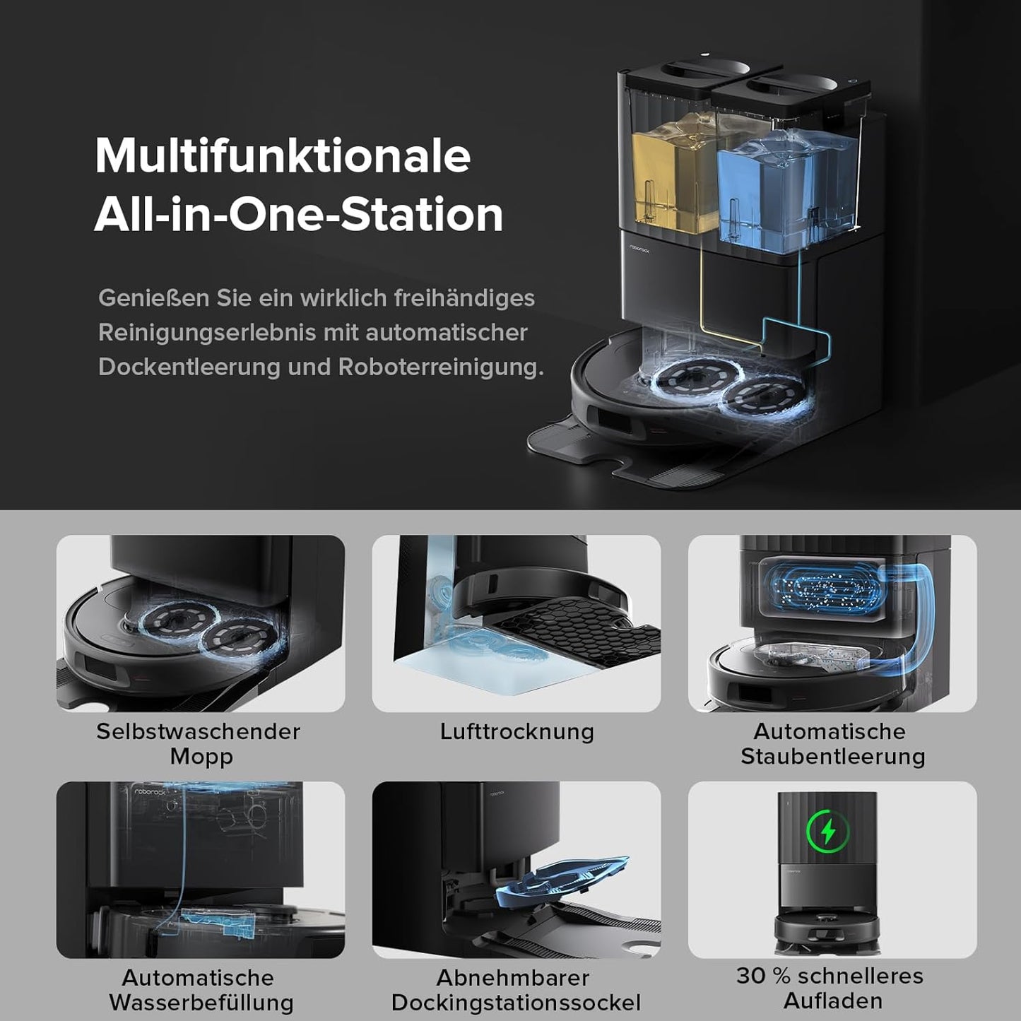 roborock Qrevo Serie Saugroboter mit Wischfunktion, 8000Pa Saugkraft(verbessert von Qrevo S), Anti-Verfilzungs-Seitenbürste, Hindernisvermeidung, LiDAR-Navigation, All-in-One Dock, Weiß(QV 35A Set)