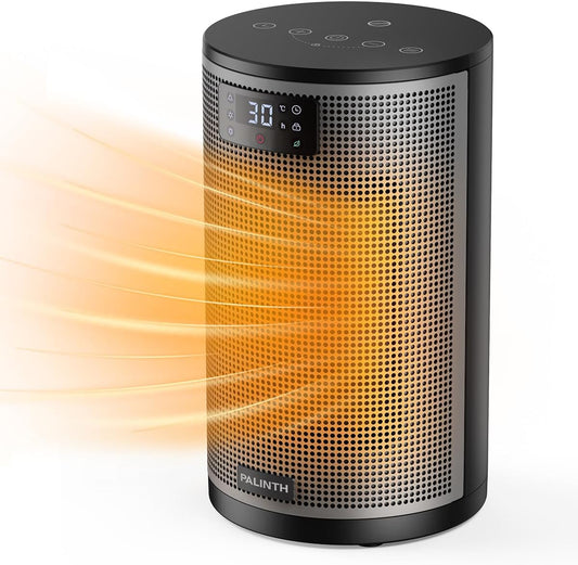 PALINTH Heizlüfter Energiesparend, 1500W Elektroheizung PTC-Keramik Heizung, 4 Modi Tragbare Heizstrahler mit Thermostat, Überhitzung & Tip Over Schutz, 8H Timer, für Indoor