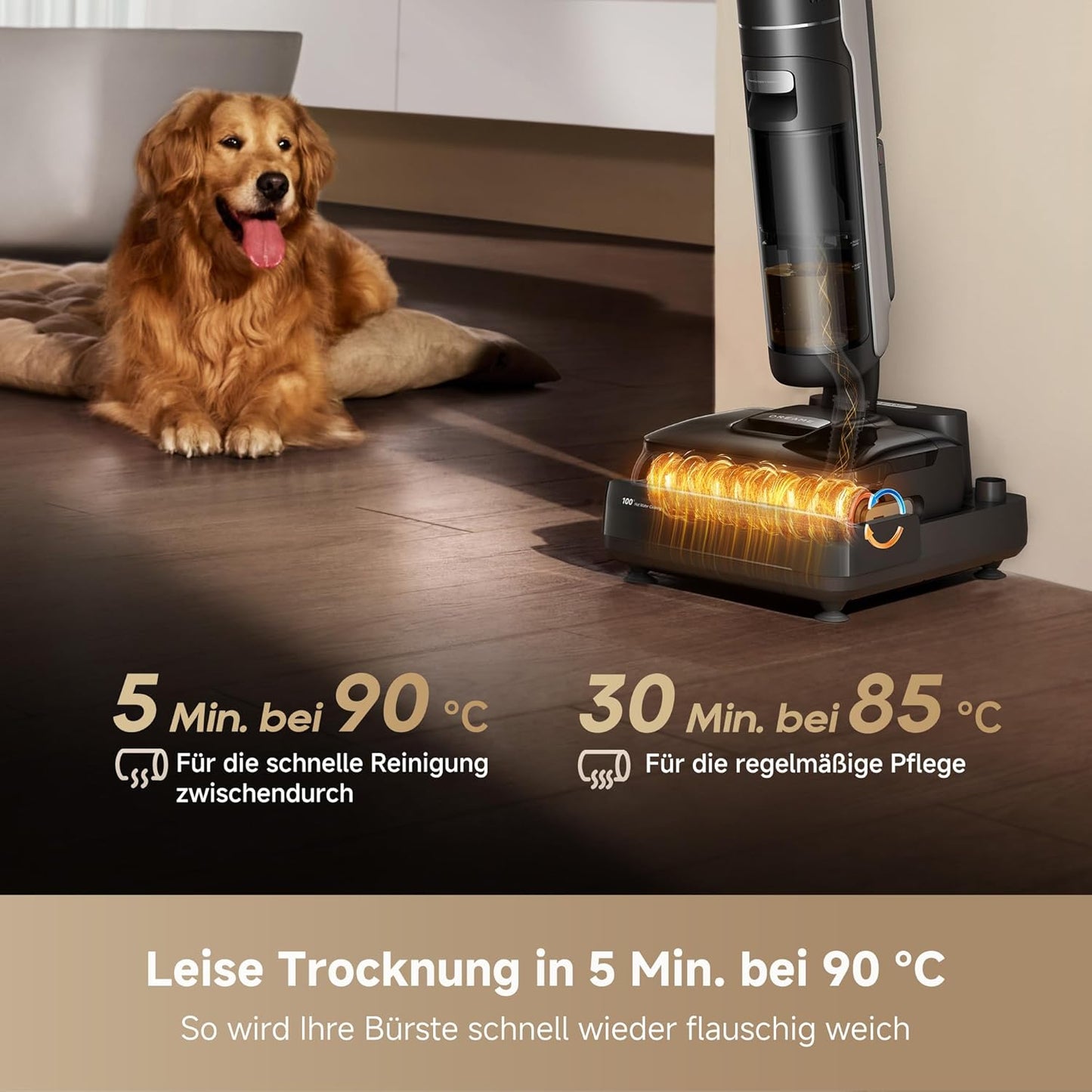 dreame H15 Mix 7-in-1 Nass- und Trockensauger, KI-Roboterarm, Kantenreinigung, 23.000 Pa Saugkraft, intelligente Dosierung, verhedderungsfrei, 100 °C Bürstenrein, 5 Min. 90 °C Trocknung, flach