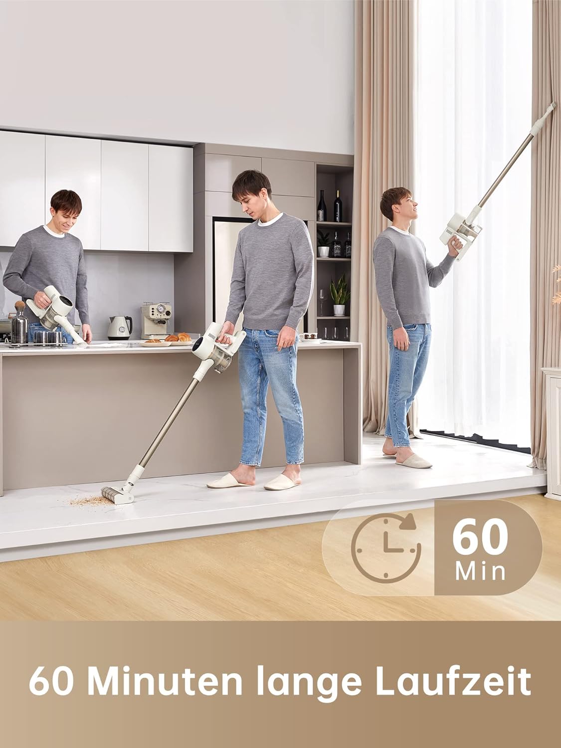 dreame R10 Akku Staubsauger, 120AW Starke Saugkraft Staubsauger Kabellos, 60 Min Laufzeit, Bürste für Diverse Oberflächen mit LED-Licht, ideal für Hausreinigung, Tierhaare, Teppiche