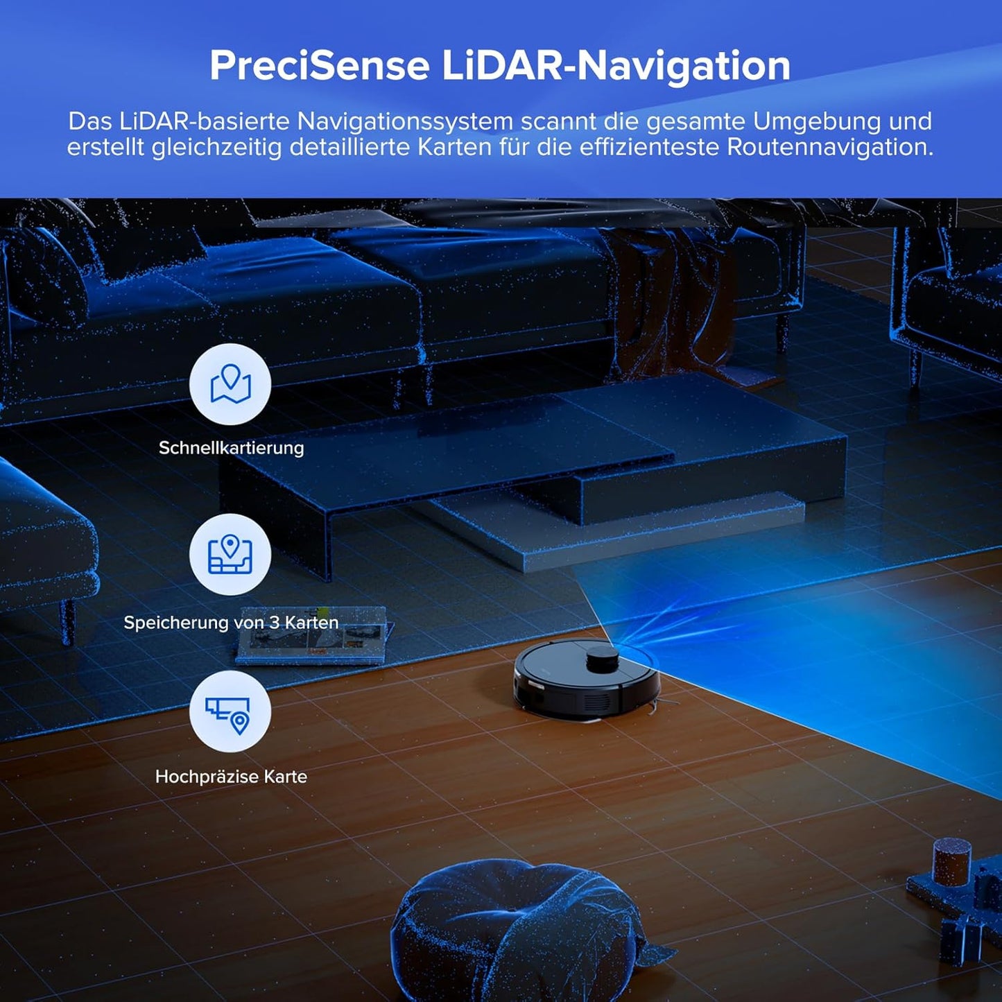 roborock Q7 L5+ Set Saugroboter mit Automatischer Staubentleerung, Dual Anti-Tangle System, 8.000 Pa Saugkraft, Elektronischer Wassertank, LiDAR-Navigation, Ideal für Teppiche und Tierhaar(Weiß)