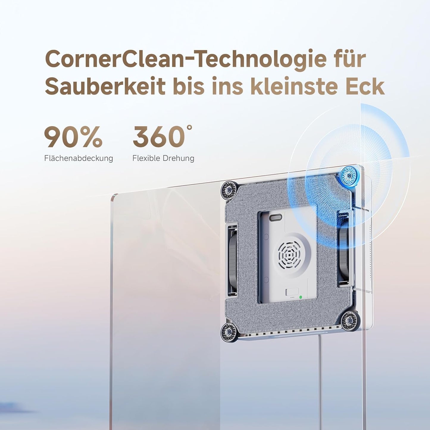 dreame C1 Station Fensterputzroboter, Rundum-Sicherheitskonzept, Mobile Station, automatischer Kabeleinzug, CornerClean-Technologie, Dual-Spray-Technologie, intelligente Planung des Reinigungswegs