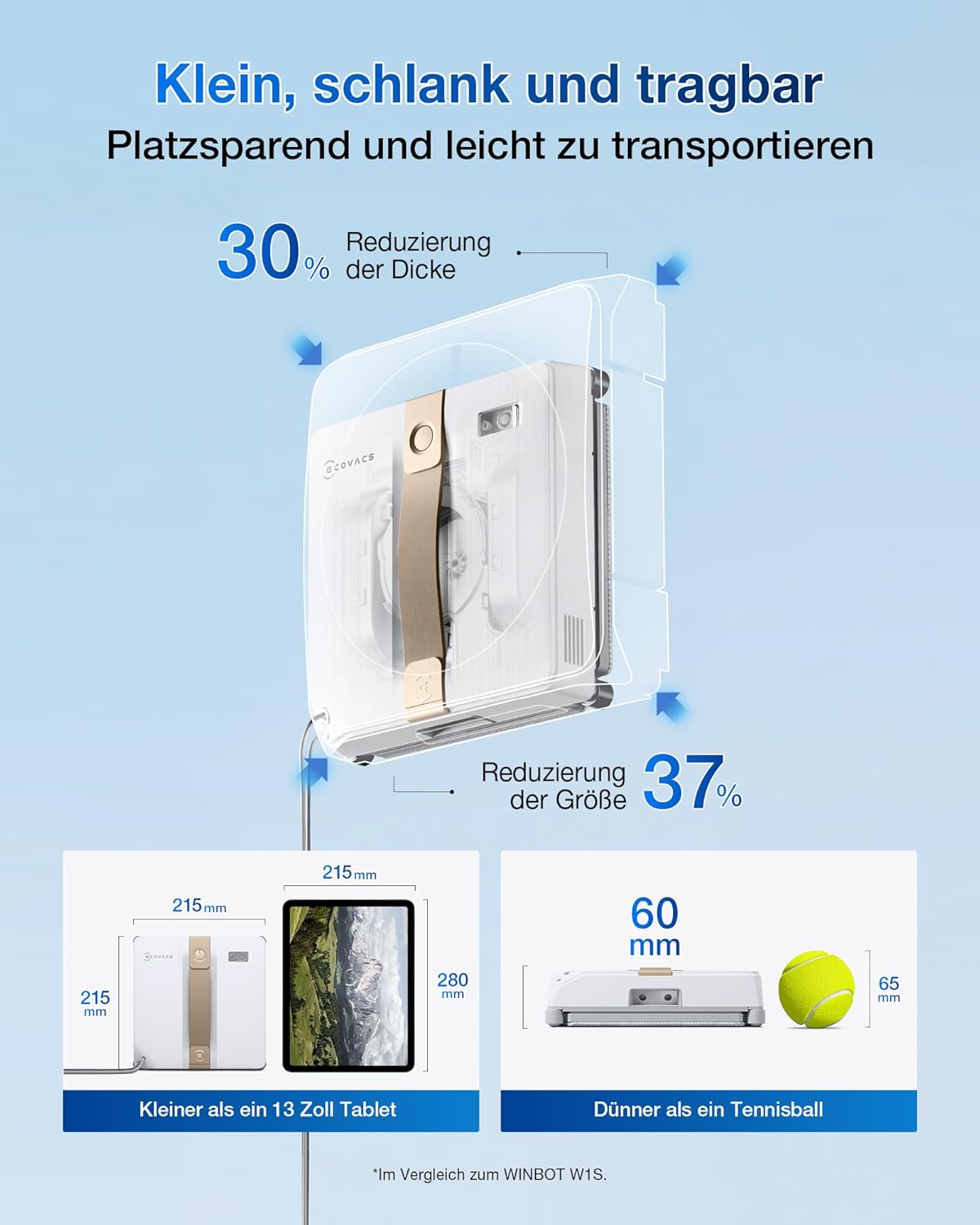 ECOVACS WINBOT W2 Omni Fensterputzroboter mit 6-in-1 Multifunktionsstation, integrierter 4500mAh Akku, Kantenreinigungsmodus, Weitwinkel-Sprühzerstäubungstechnologie, White