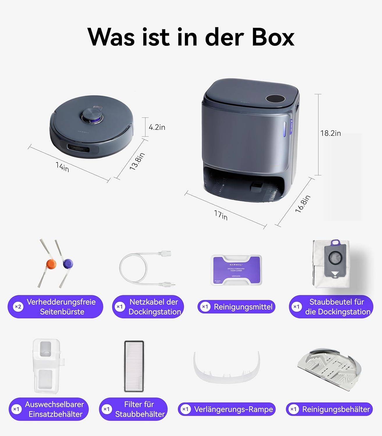 NARWAL Freo Z10 Ultra Saugroboter mit Wischfunktion, 18.000 Pa Saugleistung, dynamische Moppausdehnung, Tangle-Free System, intelligente Nass-Trocken-Reinigung, All-in-One-Basisstation