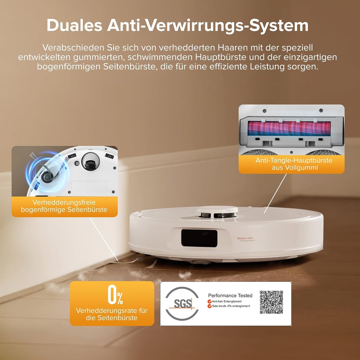 roborock QV 35S-Set Saugroboter mit Wischfunktion, 10.000 Pa HyperForce Saugkraft, Anti-Tangle-Bürsten, Anhebbare Schleudermopps, Intelligente Hindernisvermeidung, All-in-One Dock (Schwarz)