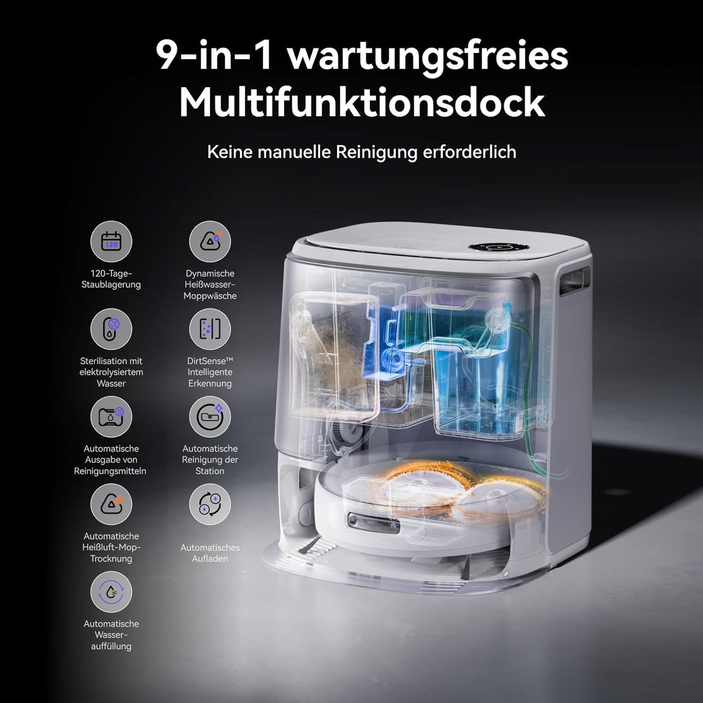 NARWAL Freo Z10 Ultra Saugroboter mit Wischfunktion, 18.000 Pa Saugleistung, dynamische Moppausdehnung, Tangle-Free System, intelligente Nass-Trocken-Reinigung, All-in-One-Basisstation