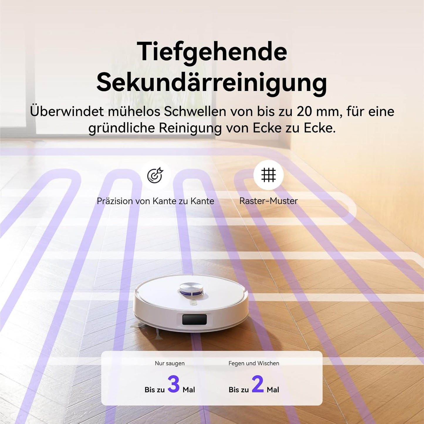 NARWAL Freo S Saugroboter mit Wischfunktion, 8000Pa, 8N Reinigungsdruck, Auto-Entstaubungsstation 3.5L, LDS-Lasernavigation und 3D Mapping, APP-Fernsteuerung, Wischroboter für Teppich/Tierhaare